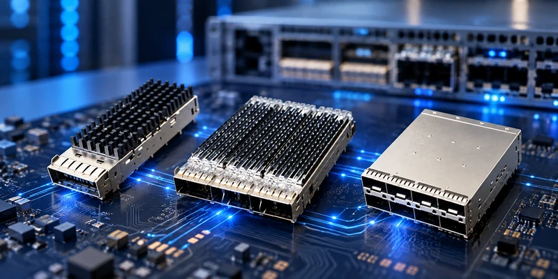 GLGNET high speed connector and cage assemblies installed on a PCB for an AI data center switch