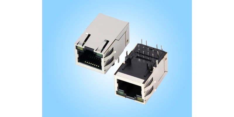 GLGNET JGA1T802W-G/D1/P latch-up magnetic RJ45 connector with its PCB terminals