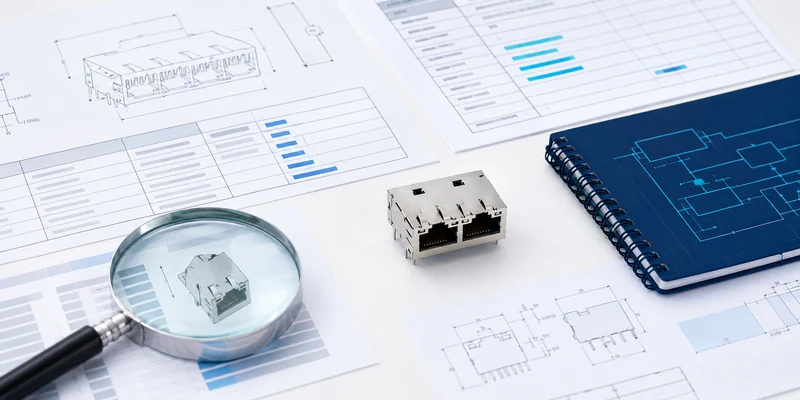 MagJack sample with original part number records, datasheets and engineering evidence