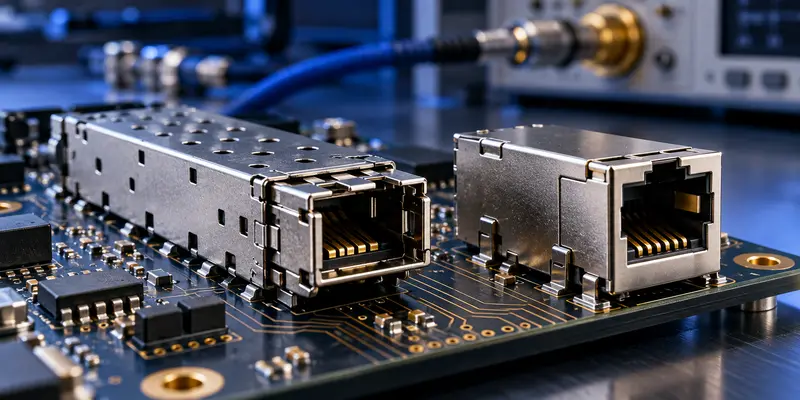 Shielded SFP cage and RJ45 connector designed for signal integrity and EMI control