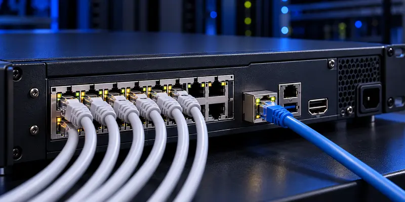 NVR network uplink with a 1G RJ45 connector and multiple camera ports