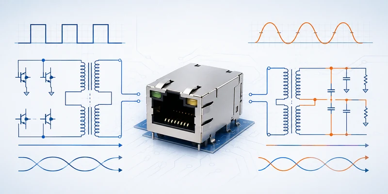 RJ45 with integrated magnetics for current-mode and voltage-mode Ethernet PHY designs