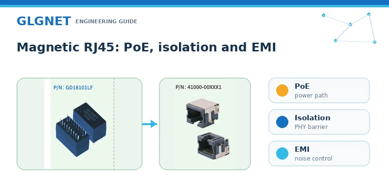 Magnetic RJ45 connector selection for PoE power, isolation, and EMI control