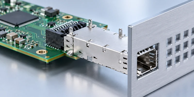 SFP connection layout aligned between the PCB cage and front panel