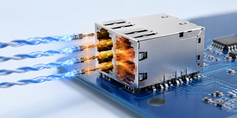 PoE++ magnetic RJ45 connector carrying data and power with thermal control