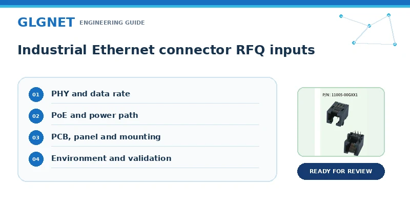Industrial Ethernet connector RFQ checklist for PHY speed, PoE, PCB, panel, and environment inputs