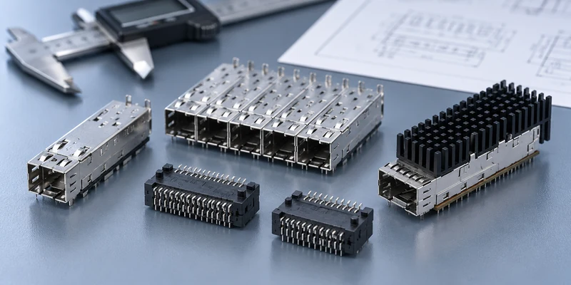 SFP cage and connector samples prepared for engineering supplier evaluation