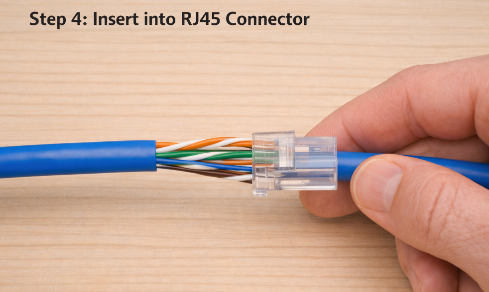 Step 4: Insert the Wires into the RJ45 Connector