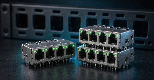 Ganged vs. Stacked Magnetic RJ45: PCB and Panel Choices