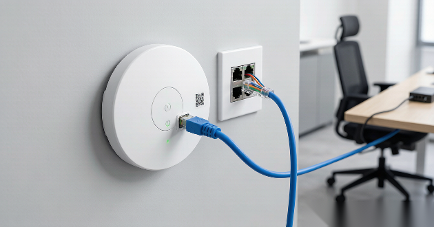 Access point connected via RJ45 to network switch Access point connected via RJ45 to network switch
