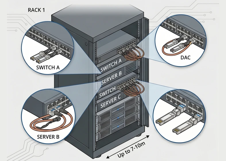Short-Reach Rack Connections and Building/Campus Fiber Links
